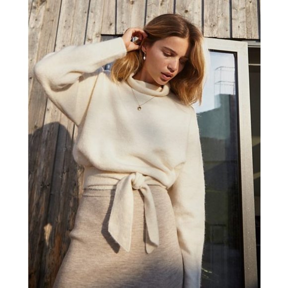 Aritzia Sweaters - Wilfred Lorin Sweater Mock Funnel Turtleneck Alpaca Wool Tie Belt Waist Sweater